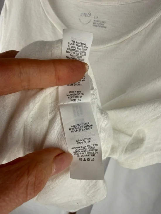 Aerie 100% Cotton Cropped Tee Shirt Top - Small - White - Picture 8 of 10